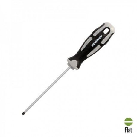 Destornillador Plano Vaciado Acero S2 Mango TPR Bimaterial. Medida 0,8 x Ø 4,0 x 100 mm. DIN5265