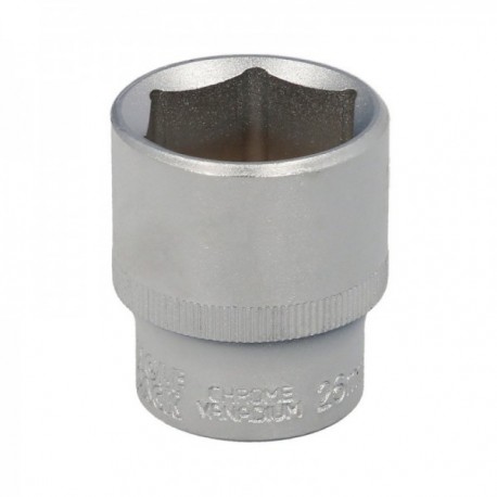Llave Vaso 1/2" Hexagonal 26 mm. Perfil de 6 caras. Acero Cromo Vanadio, Aristas Redondas