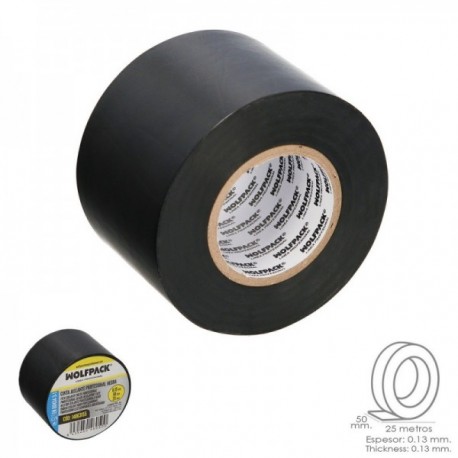 Fita isolante profissional preta 0,13 mm. 50 mm de largura. Role as ladrilhos elétricos de 25 metros, fita isolante de cabos