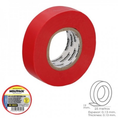 Fita isolante profissional vermelha 0,13 mm. Largura 19 mm. Role as ladrilhos elétricos de 25 metros, fita isolante de cabos
