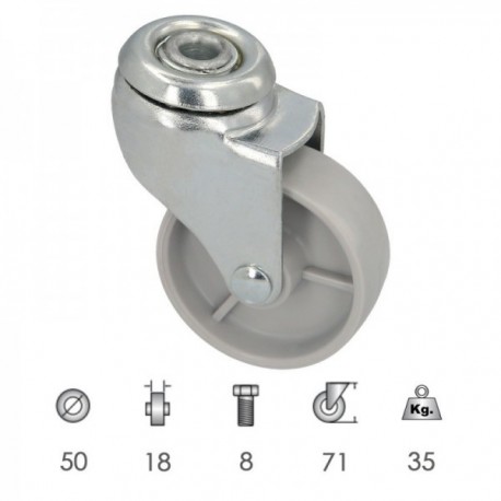 Roda doméstica Ø 50 mm. Hole interno Ø 8 mm.