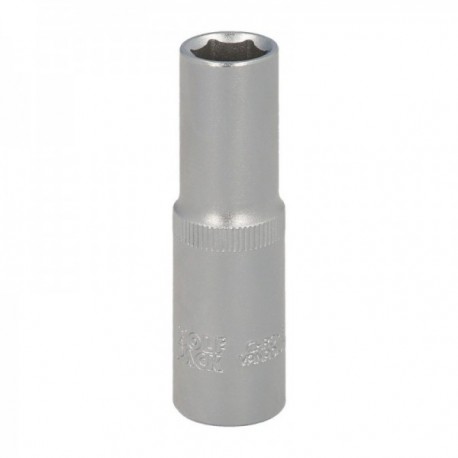 Llave Vaso 1/2" Hexagonal Larga 13 mm. Perfil de 6 caras. Acero Cromo Vanadio, Aristas Redondas