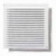Grade de ventilação de alumínio com rede de mosquito parafusada de 200 x 200 mm. Cor branca