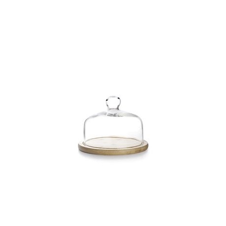 Base de madeira com tampa de cristal ibili 26 cm