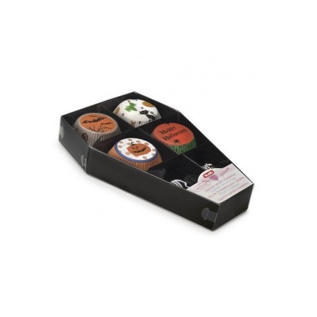 CAPSULAS CUPCAKE+BANDERAS HALLOW ATAUD DE IBILI 7.5 CM