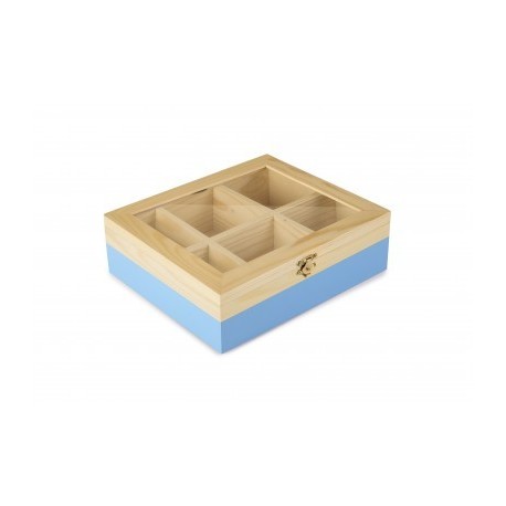 CAJA DE TE 6 COMPARTIMENTOS AZUL DE IBILI 18x21.5x7 CM
