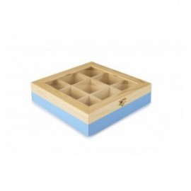 CAJA DE TE 9 COMPARTIMENTOS AZUL DE IBILI 24x24x7 CM