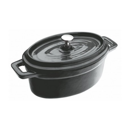 MINI COCOTTE OVAL NEGRA/ROJA DE IBILI 15x10x6 CM Negro