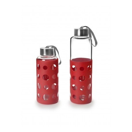Garrafa de cristal/silicone vermelho do lago de Ibili 400 ml