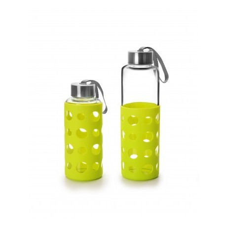 BOTELLA CRISTAL/SILICONA LAKE VERDE DE IBILI 550 ML