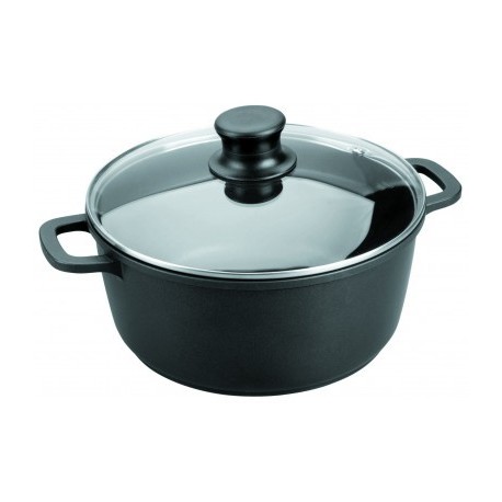 CACEROLA ALUMINIO FUNDIDO REDONDA CON TAPA DE CRISTAL FORTE 16 CM