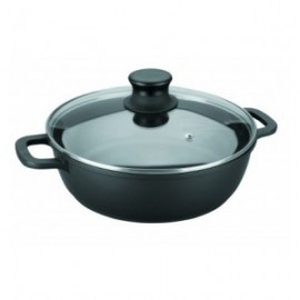 CACEROLA BAJA ALUMINIO FUNDIDO CON TAPA DE CRISTAL FORTE 36 CM