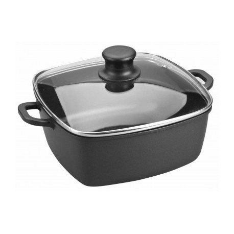 CACEROLA CUADRADA CON TAPA CRISTAL DE LACOR 24X24 CM