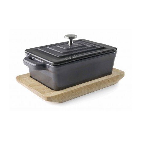 CACEROLA RECTANGULAR CON TAPA MAGMA GREY DE LACOR 13x9 CM