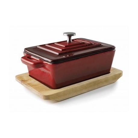 CACEROLA RECTANGULAR CON TAPA MAGMA RED DE LACOR 13x9 CM