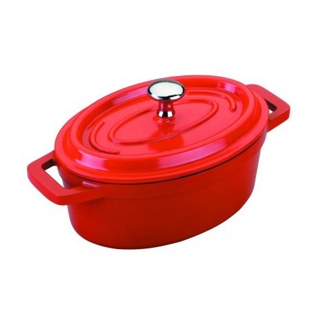 CACEROLA OVAL ALUMINIO FUNDIDO CON TAPA DE LACOR 26X20 CM