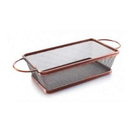 Cesto retangular com laciais de bronze lacor 21x11 cm