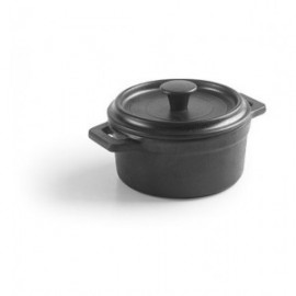 MINI-COCOTTE BLACK DE MELAMINA CON TAPA DE LACOR 14 CM