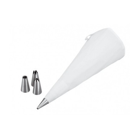 JUEGO 4 BOQUILLAS INOXIDABLE+MANGA REPOSTERÍA 30CM DE LACOR