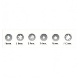 Definir 6 bocais variados (rosa, hélice e estrela)