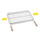 Grelha extensível para churrasco em aço zincado com pegas de madeira, 50-60 x 40 cm