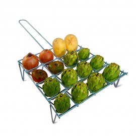 Parrilla para verduras con acabado zincado, capacidad 16 piezas, 34 x 8,5 x 34 cm