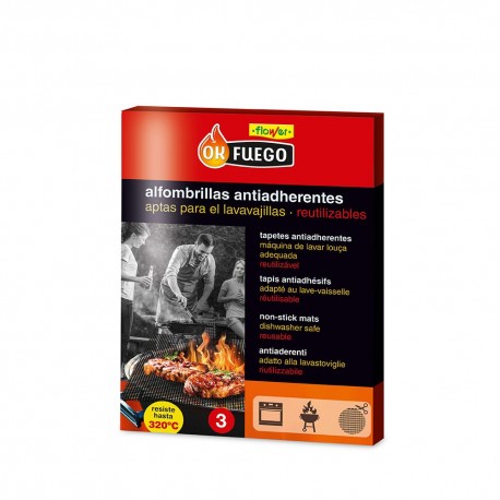 Tapete de cozinha antiaderente reutilizável para churrasco, okfuego, 30 x 40 cm, 3 un