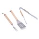 Conjunto de 3 ferramentas para churrasco de carvalho/aço inoxidável