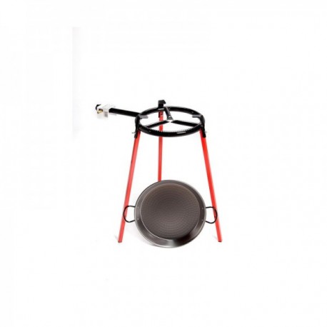 Set Quemador 300 + Paellera Pulida 42 Cm. + Patas Quemador Gas Acero Esmaltado LA VALENCIANA