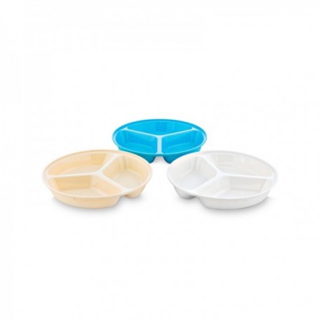 Plato 25.5 Cm. 3 Compartimentos Policbonato Blanco Colectividades Policarbonato AMC