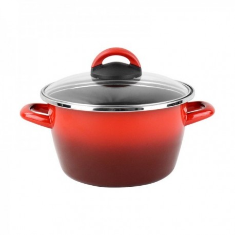 Olla 20 Cm. con Tapa Sfumato Rosso Acero Esmaltado MAGEFESA