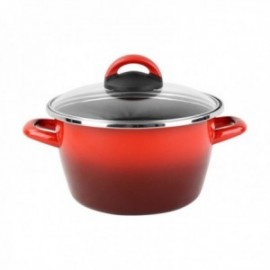 Olla 24 Cm. con Tapa Sfumato Rosso Acero Esmaltado MAGEFESA
