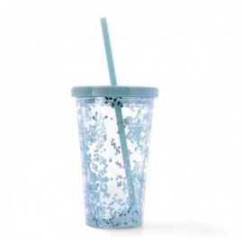 Vaso con Tapa y Pajita Plástico 42,5CL Quidate