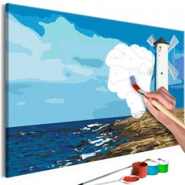 Quadro pintado por você - Lighthouse with Windmill