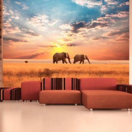 Fotomural - Elefantes africanos savana