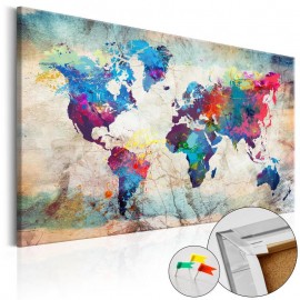 Tablero de corcho - World Map: Colourful Madness [Cork Map]
