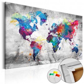 Quadro de cortiça - World Map: Grey Style [Cork Map]