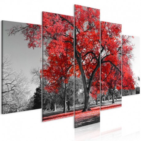 Cuadro - Autumn in the Park (5 Parts) Wide Red