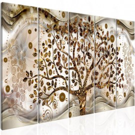 Quadro - Tree and Waves (5 Parts) Brown