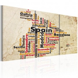 Cuadro - España: Mapa de texto en colores de la bandera nacional