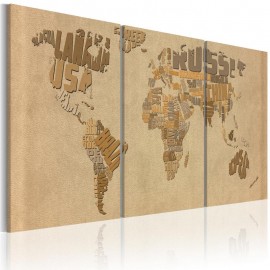 Cuadro - El mapa del mundo en beige y marrón
