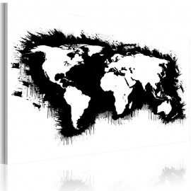 Cuadro - Mapa monocromático del mundo