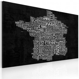 Cuadro - Text map of France on the black background