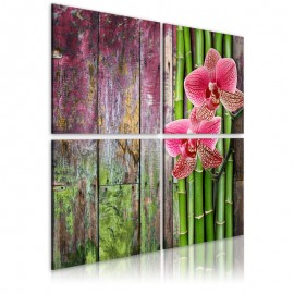 Cuadro - Bambú y orquídea