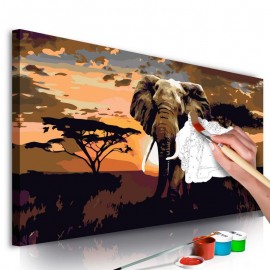 Cuadro para colorear - Elefante africano (de tonos marrones)