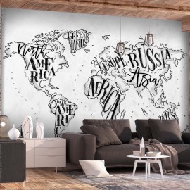 Fotomural - Retro Continents (Grey)