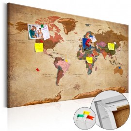 Quadro de cortiça - World Map: Brown Elegance [Cork Map]
