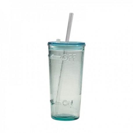 VASO 50 CLS. GLASS TO GO CON TAPA Y PAJITA