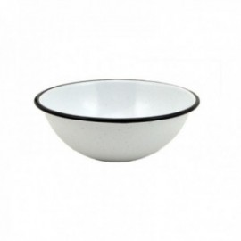 Tigela 18 cm. Esmalte branco Jaspeado
