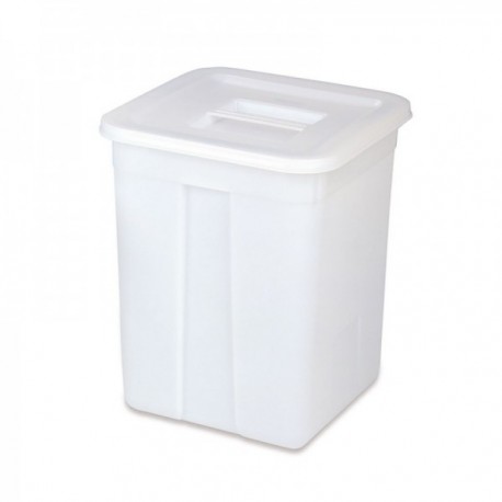 CUBETA PLASTICO BLANCO CUADRADA 60 L. CON TAPA